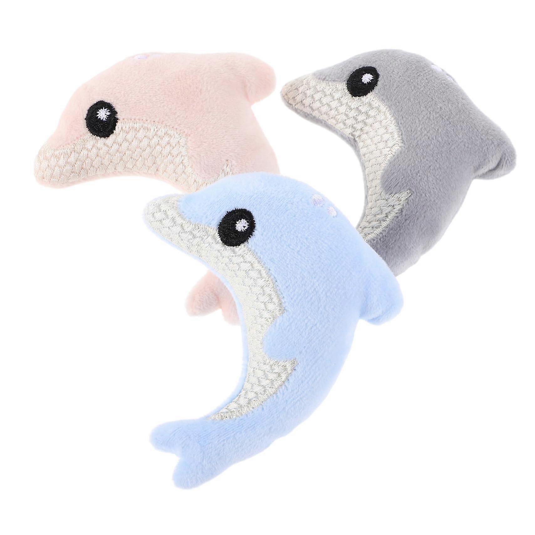 3piece Interactive Cat Toy Set Plush Dolphin Toys for Indoor Play Soft Chewable Elements and Fun for Cats and Kittens