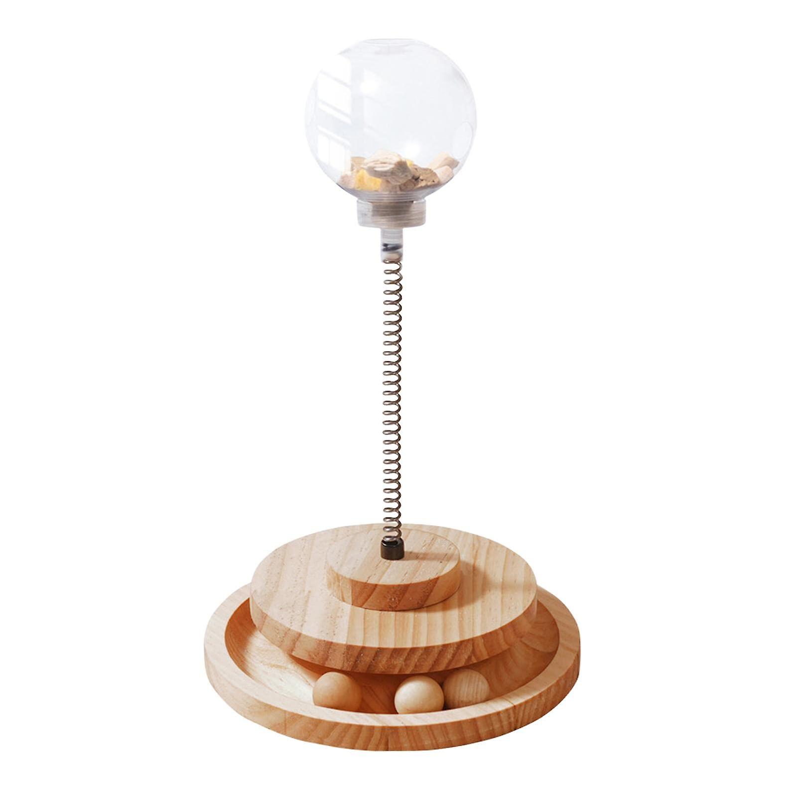 Feeder, Toy, Tumbler, Swing Toy, Feeder for Pets, Wooden Base, Cat Toy, Interactive Toy with Leaking Food