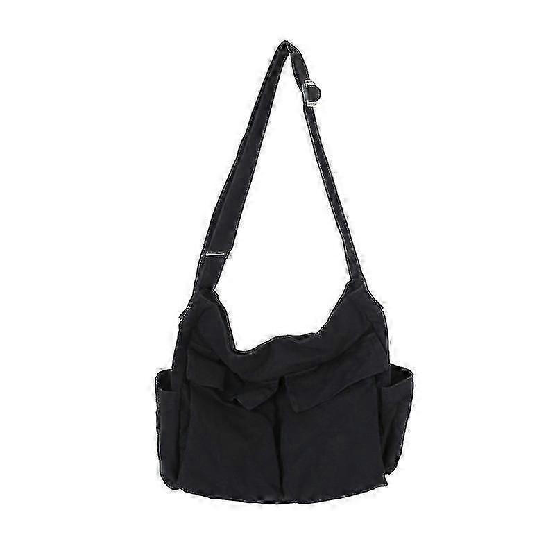 Borsa a tracolla grande inclinata in tela di denim