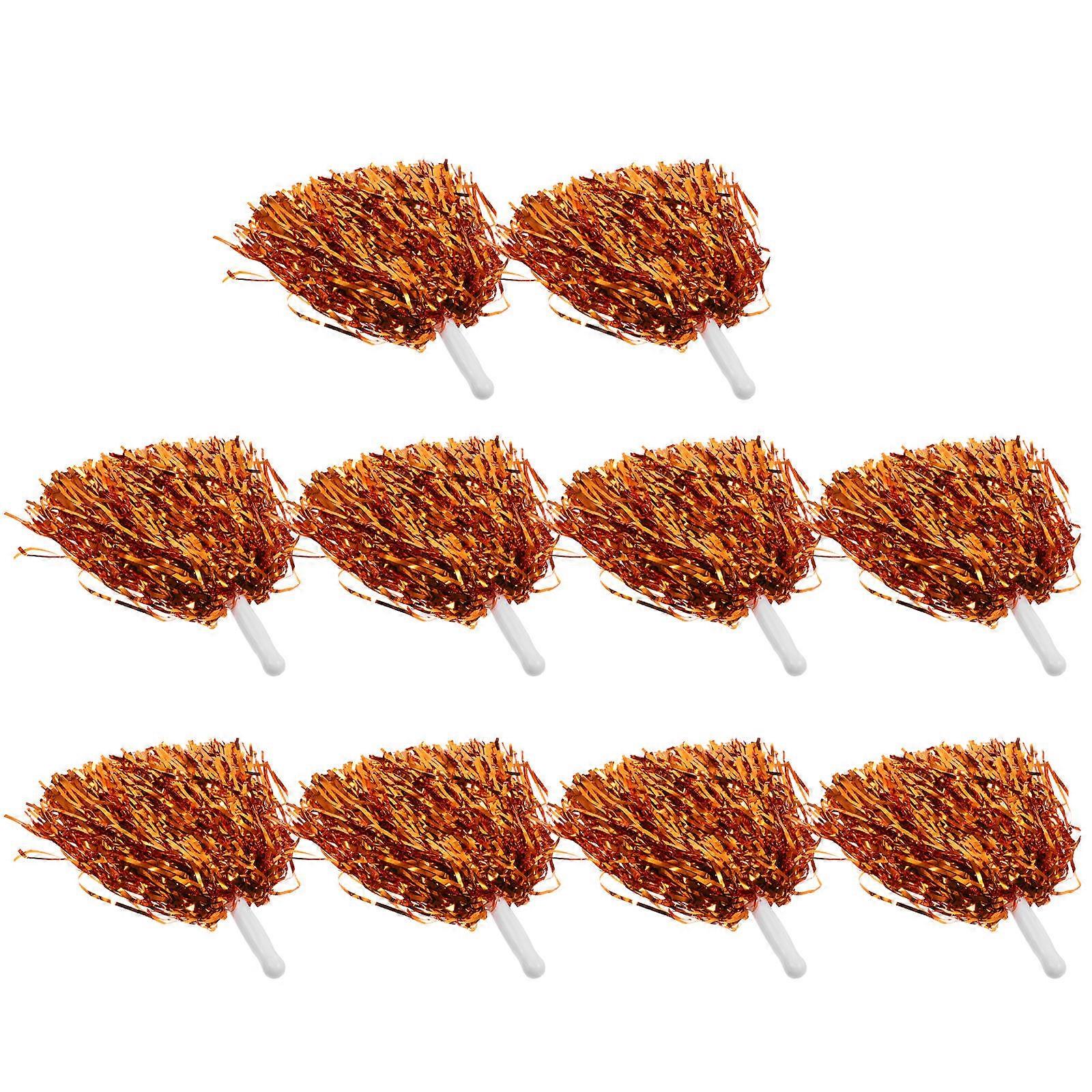 10pcs Reusable Lightweight Cheerleading Pom Poms with Handle for Sports Events, College Competitions, and Dance Squads
