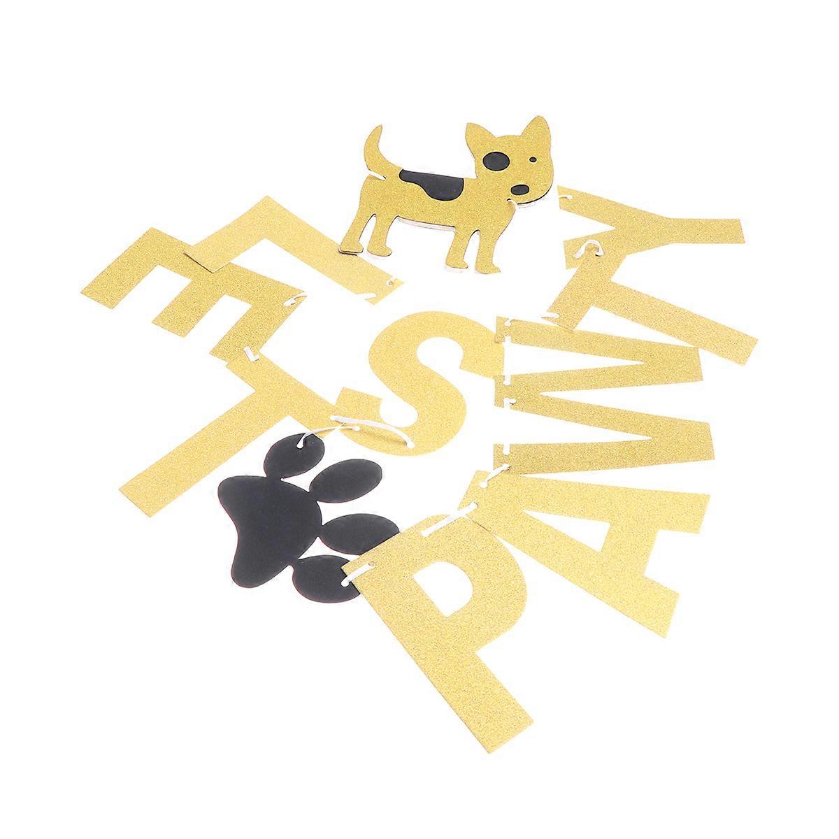 Paw Birthday Banner Pet Dog Paw Pattern Garland Bunting for Birthday Party 300 x 13 x 0.1 Cm Paper 1 Set