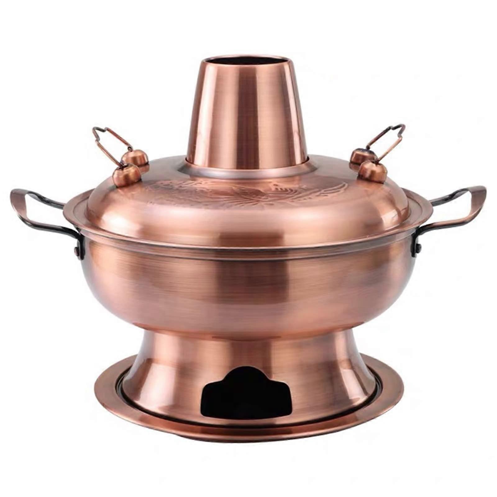Chinese copper hot pot, vintage pot with handle, stainless steel, 32 cm Ref: 7357