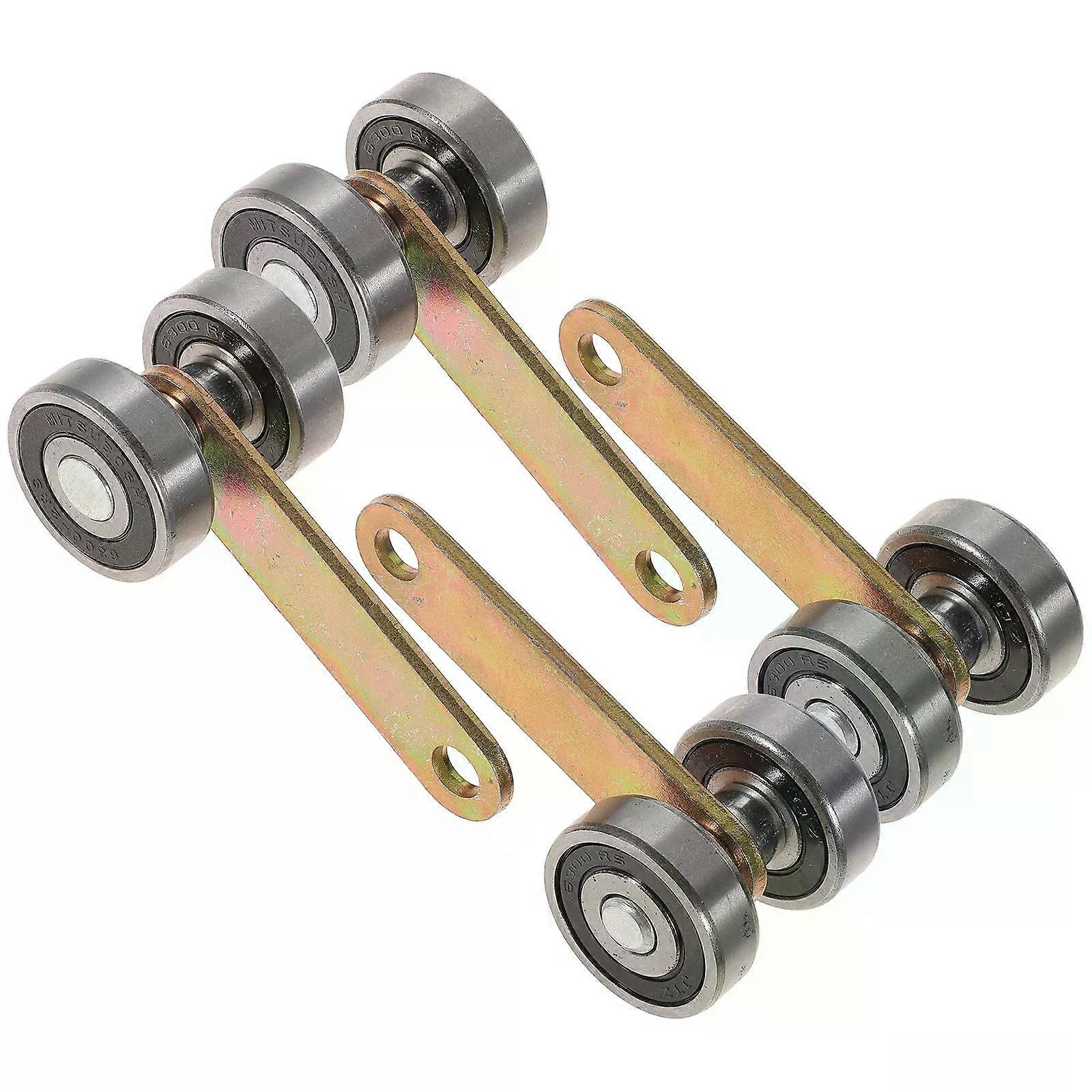4 Pz Bianco Porta Scorrevole Rullo Doppi Cuscinetti Carrello Assemblaggio Per Puleggia Hardware Carrello Resistente Due Ruote Canale
