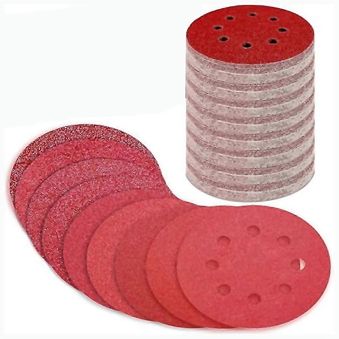For 170pcs 5 Inch Sanding Discs 8 Hole Hook And Loop Round Sandpaper