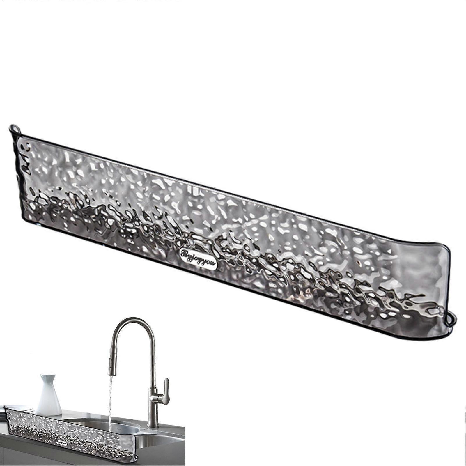 Sink Splash Guard - Transparent Grey Kitchen Splash Guard for Sink, Water Catch Tray, Kitchen Accessory Protector