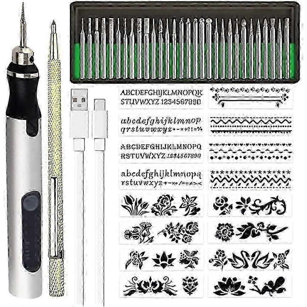 Rechargeable Cordless Micro Engraver Pen DIY Engraving Tool Kit for Metal Glass Ceramic Plastic Wood Jewelry Stencils B js