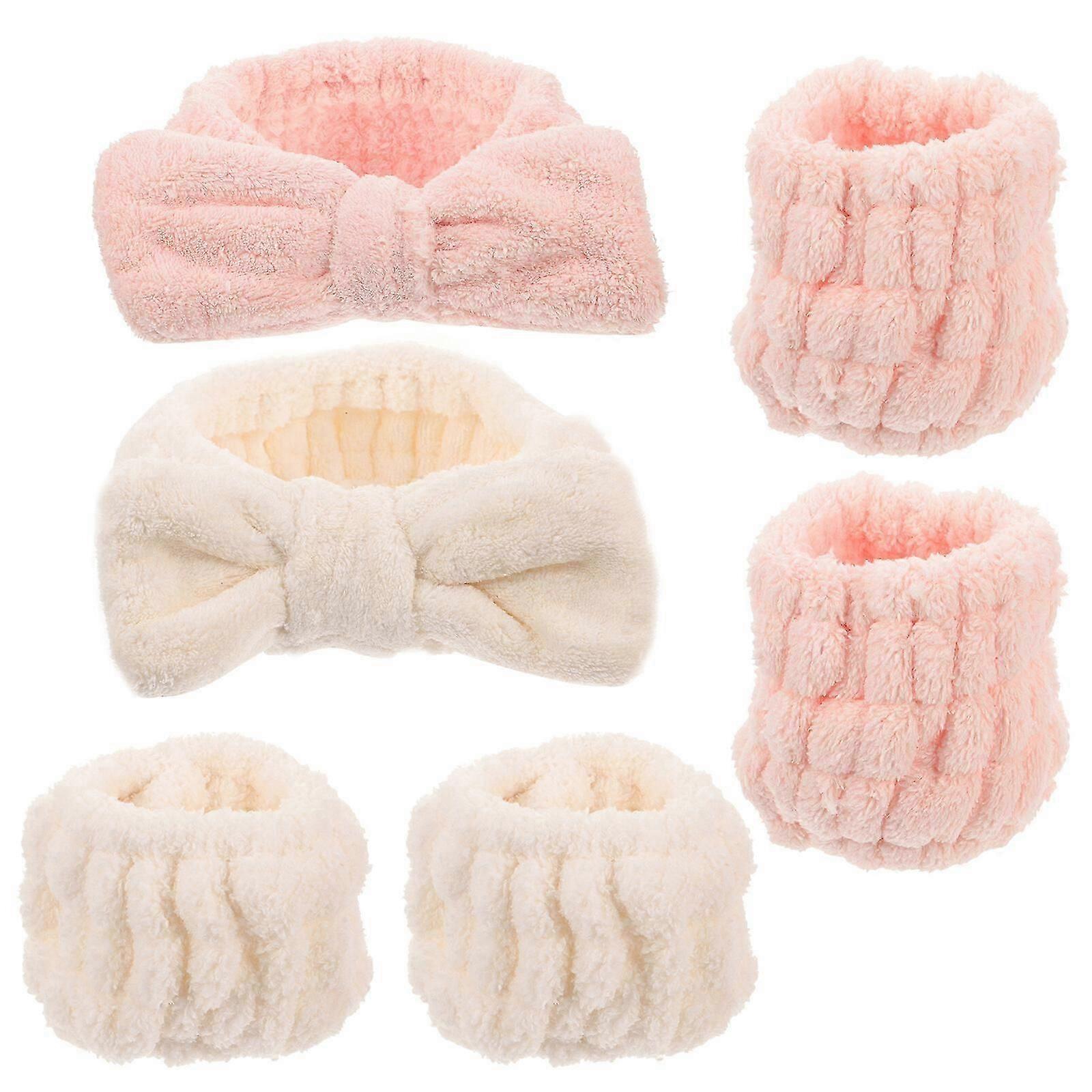 1 Set Washing Face Headbands Spa Headbands Bow Headbands Elastic Wrist Bands