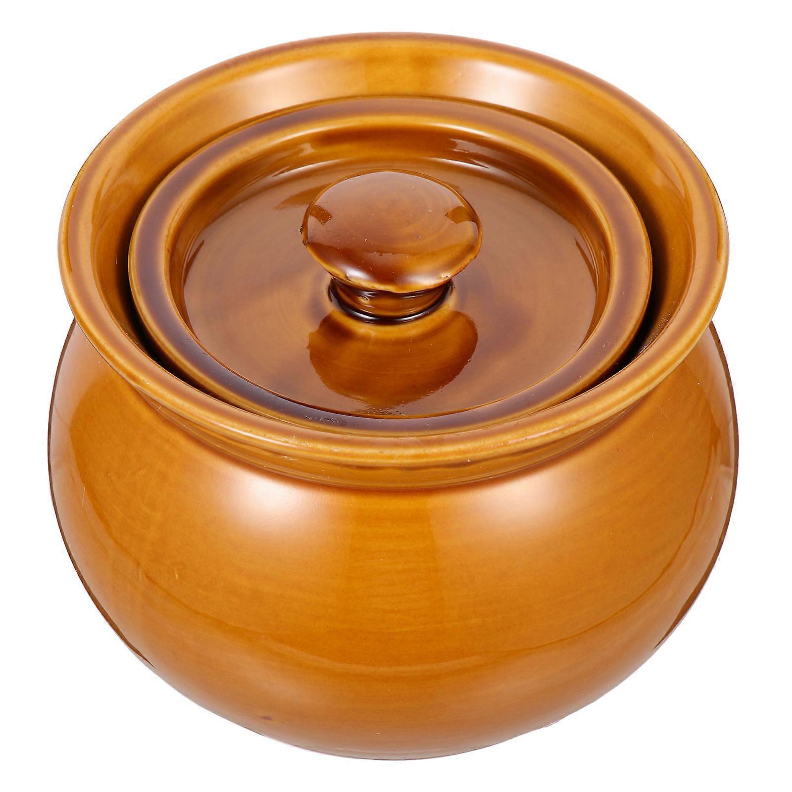 Safe To Use Ceramic Stewing Pot Soup Bowl For Home Kitchen 11.20X11.20X8.50CM Non-Deformable 1Set