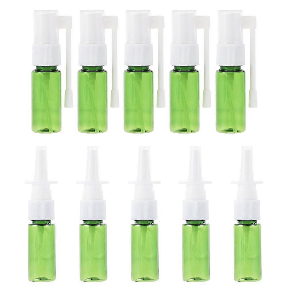 10pcs Portable Nasal Spray Bottles Cosmetics Empty Bottles Plastic Sub Bottles (Green)