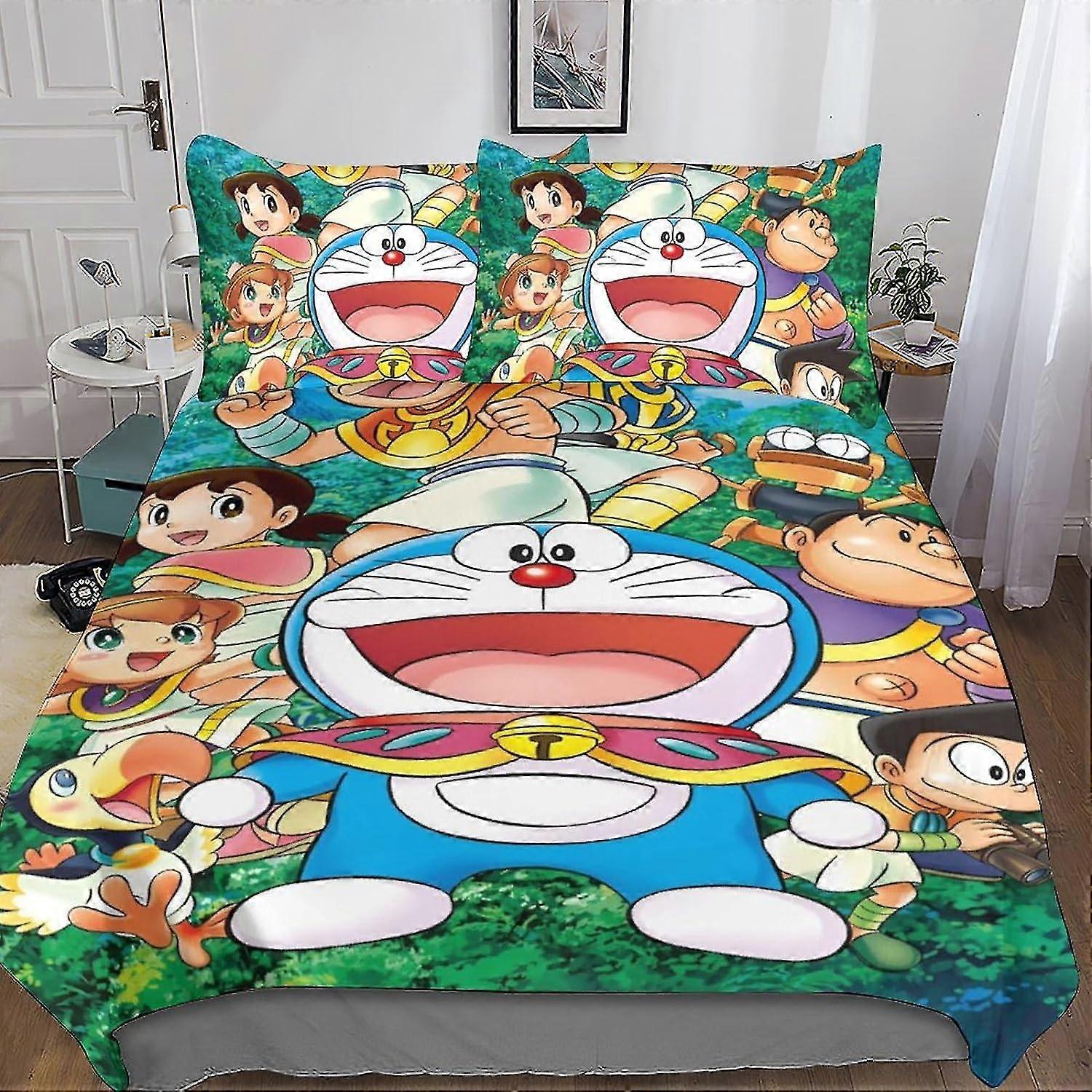 Conjuntos de cama de anime fofos Capa de edredom 3D para decoração infantil Capa de colcha Conjunto de 3 peças com fecho de zíper Microfibra macia