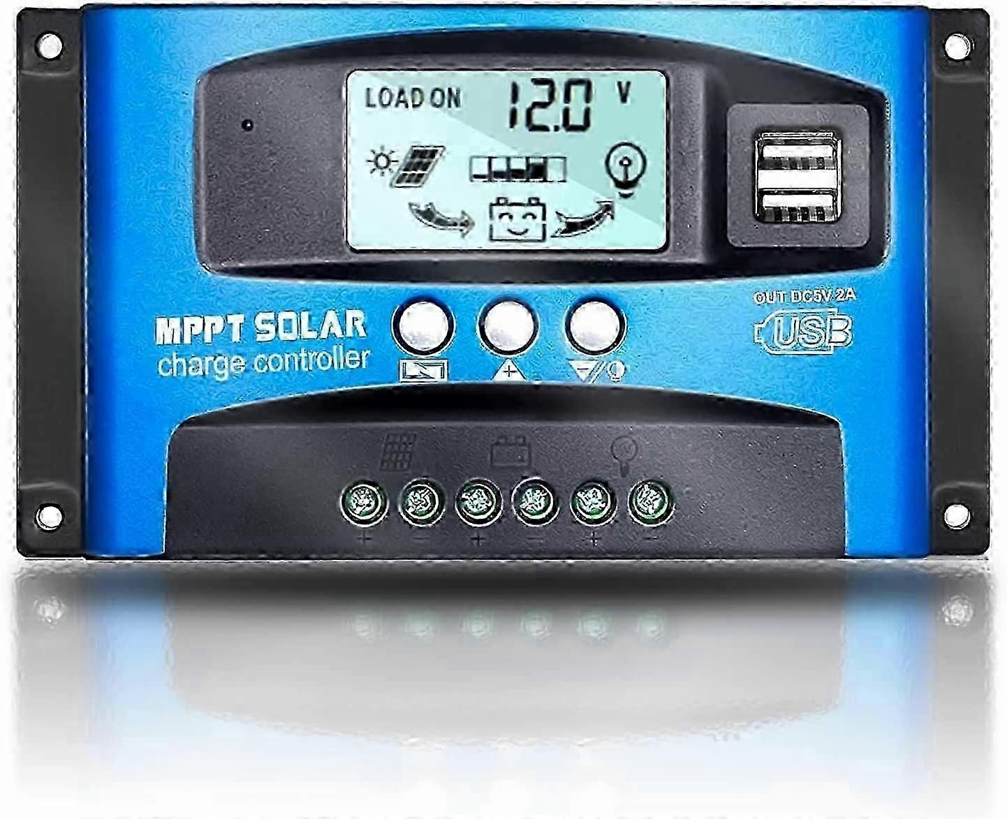 MPPT 100A 12V/24V Auto Focus Tracking Solar Panel Charge Controller Regulator with Dual USB Port,LCD Display, New Mppt Technical
