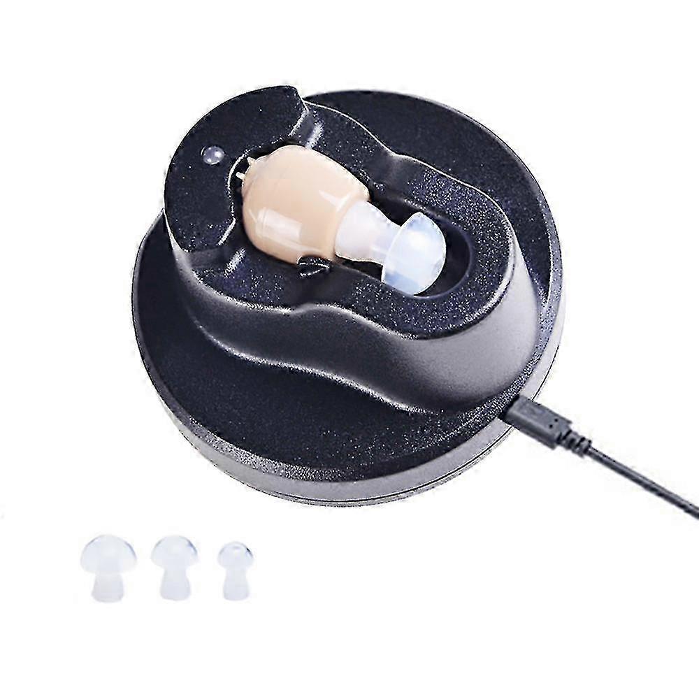 Mini Rechargeable Single Ear Hearing Aid - Inner Ear Sound Amplifier with Charging Base for Enhanced Hearing Assistance