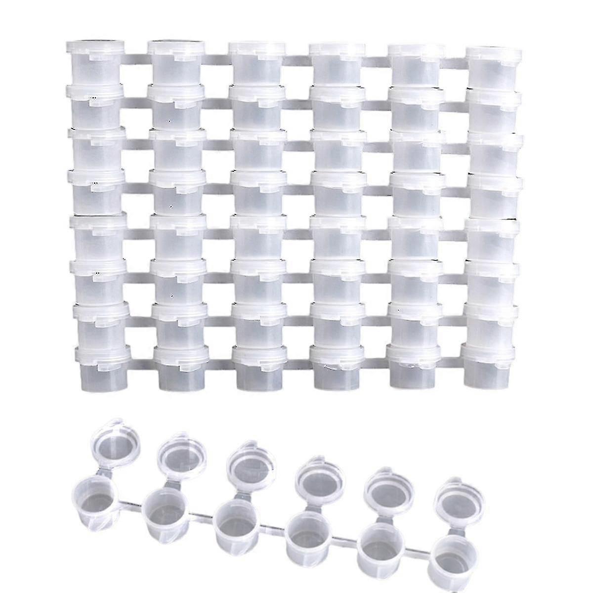 24 Strips 144 Pieces Empty Paint Pot, Mini Acrylic Paint Cup Pots with Lid Arts Crafts Supplies Storage Containers
