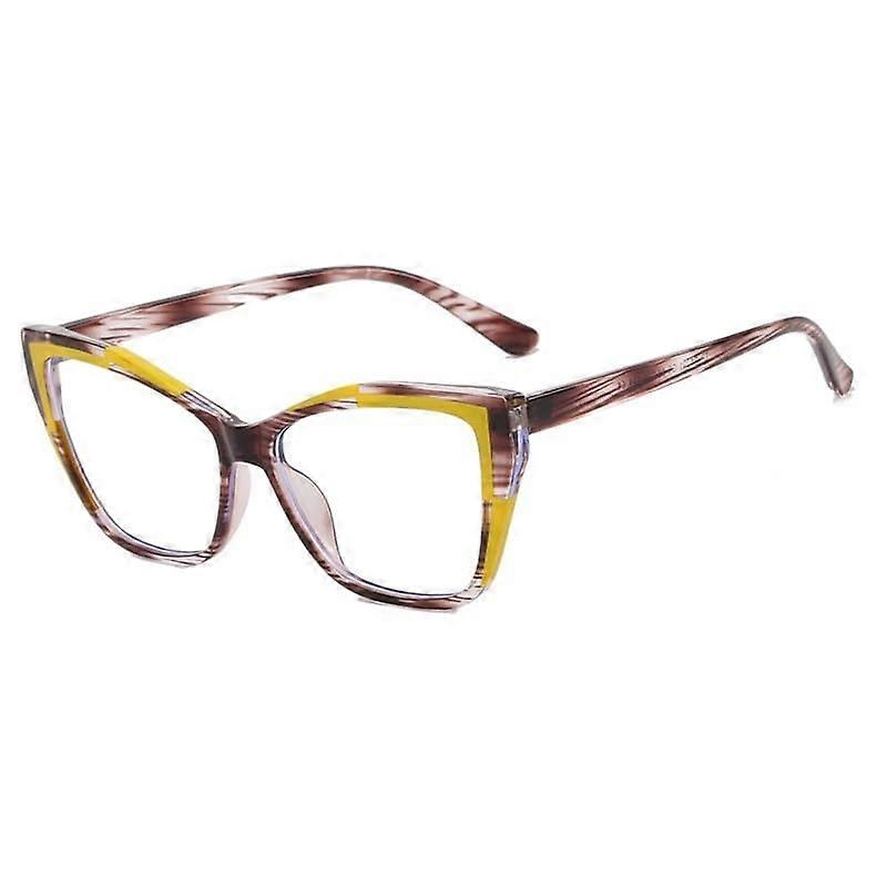 Stylish AntiGlare Reading Glasses, Cute Blue Light Blocking Computer Readers, Flat Light Mirror for Women (Color: Yellow, Size: 300)
