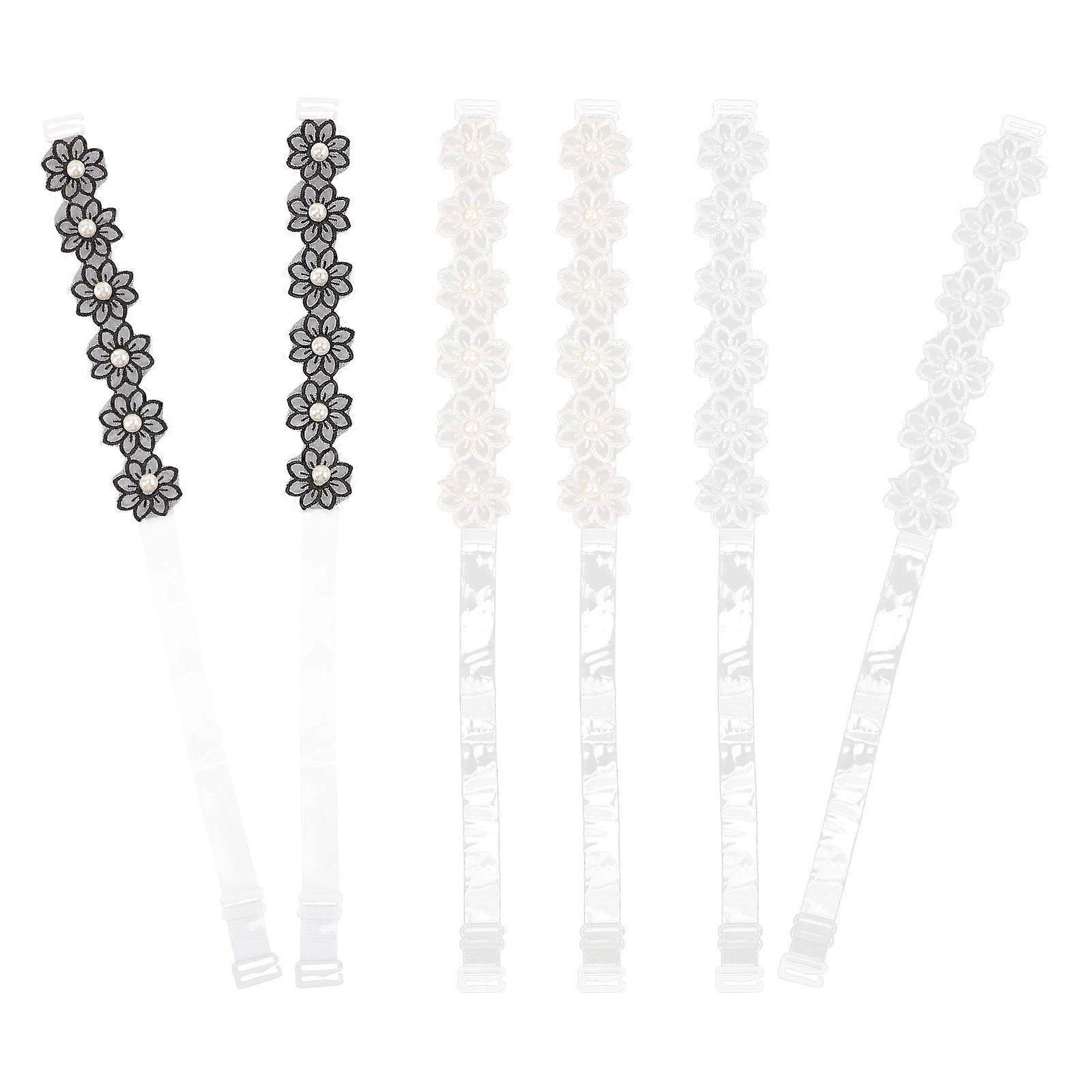3 Pairs Women's Non Slip Replacement Shoulder Straps with Pearl Design, Skin Friendly Transparent and Colorful Options for Comfort