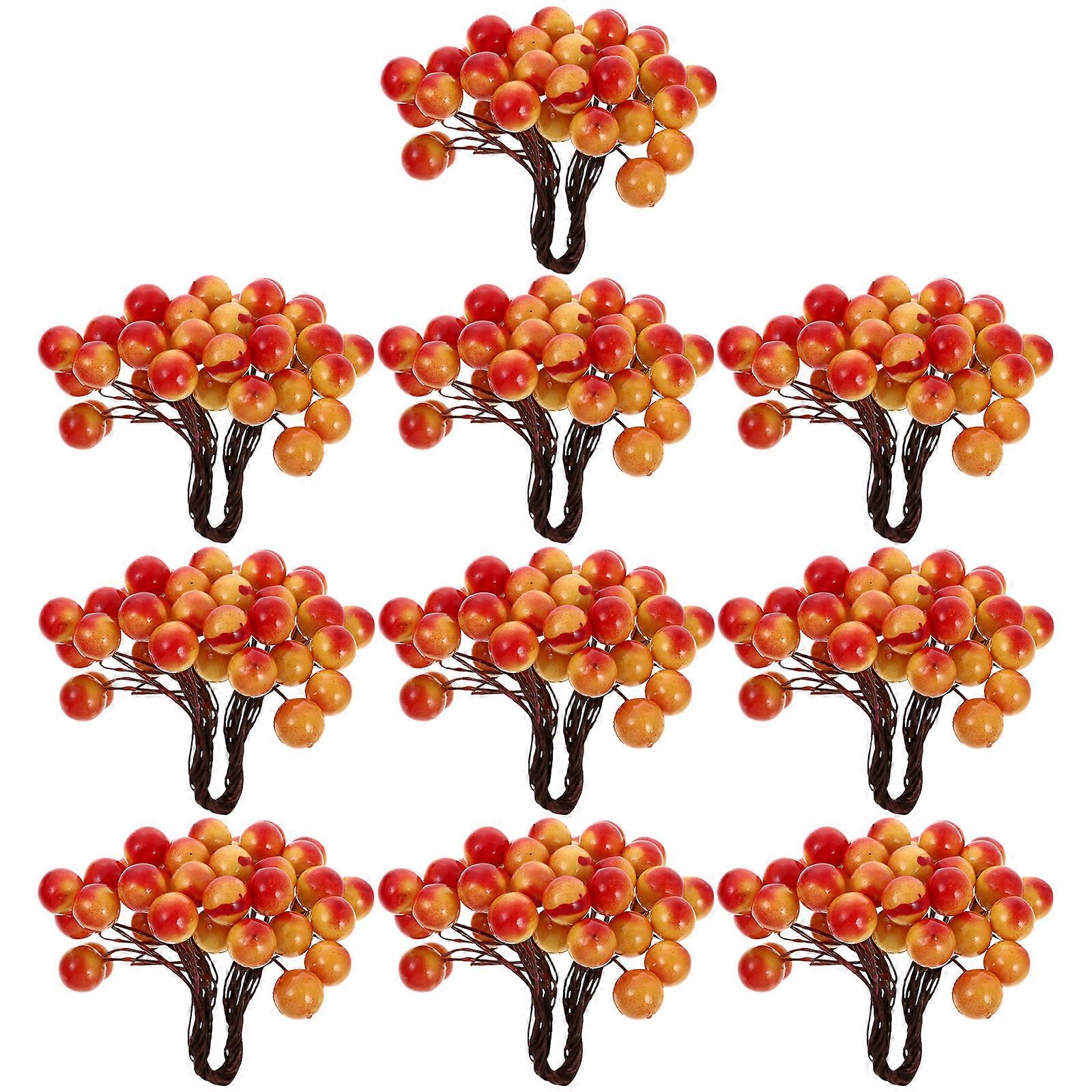 Artificial Berry Bunches Wedding Christmas Decoration Red Round Berries Rustic Farmhouse Style 10 Bunches