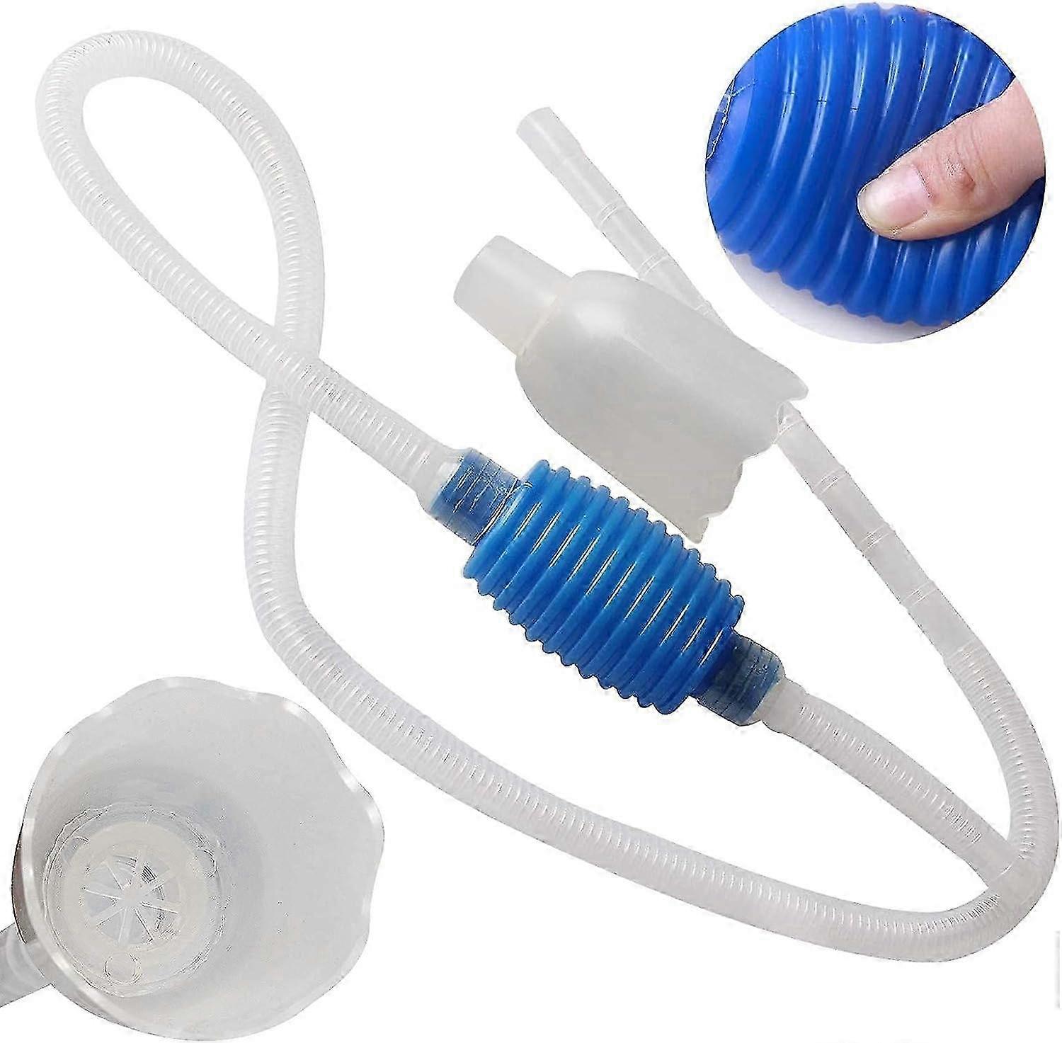 One-Hand Aquarium Cleaning Siphon Pump - Quick Drain & Water Change System in Blue - Efficient Water Replacement Tool