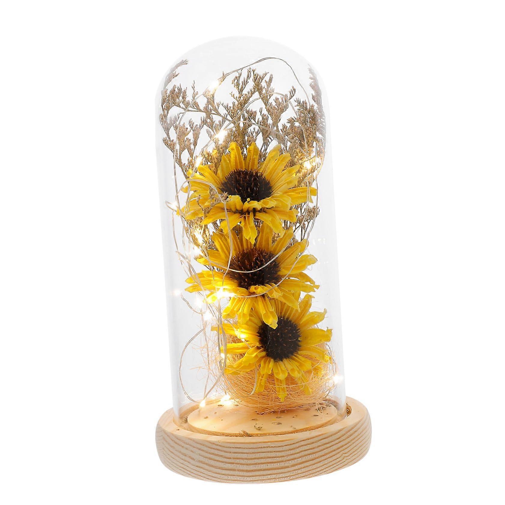 Sunflower LED Light Eternal Flower Lamp Flower Dome Lamp Table Decor