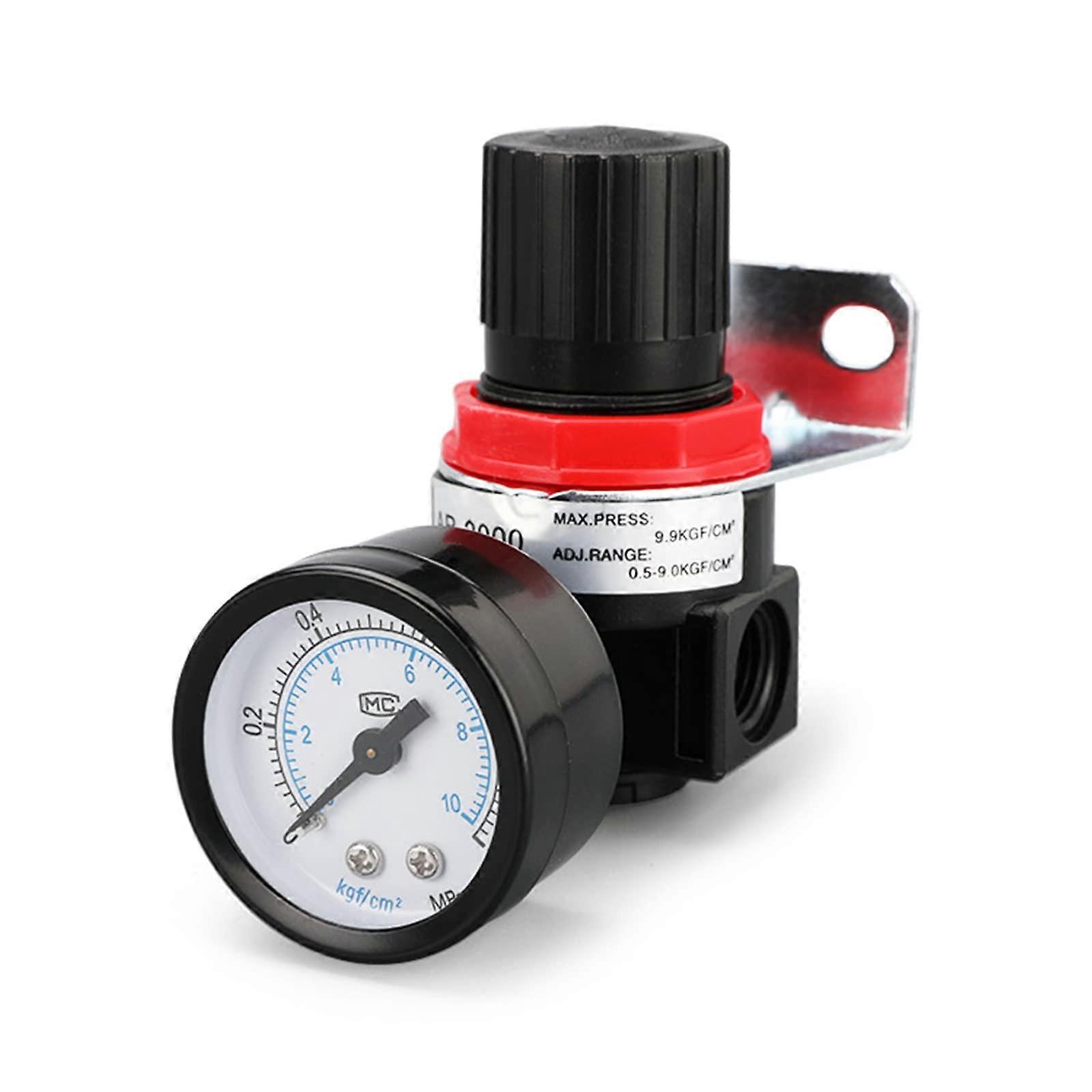 AR2000 Pneumatic Reducing Valve G1/4 Pressure Relief Regulator with Gauge for Air Compressor Adjustable Air Control