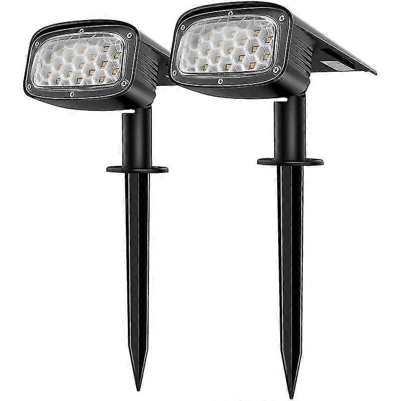 2-in-1 Solar Spotlight for Outdoor Use, 3 Mode Installation for Pathway and Patio, 2 Pack of Waterproof Solar Garden Lamps with 34 LEDs