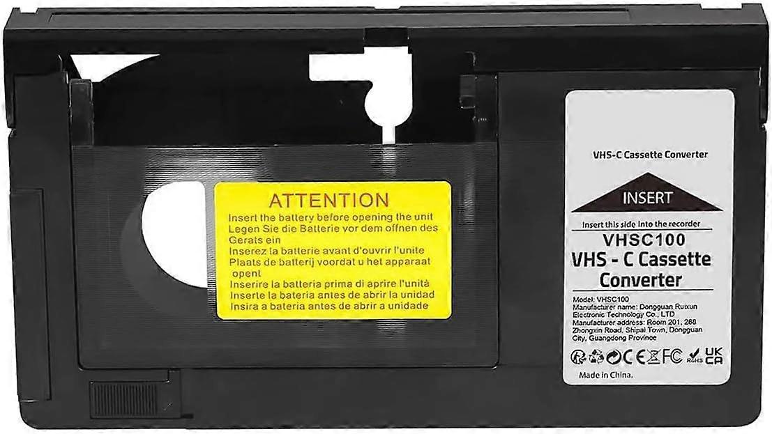 This adapter plays VHS-C and Super VHS-C camcorder tapes in a standard VHS VCR, making it easy to transfer old videotape content to modern devices for