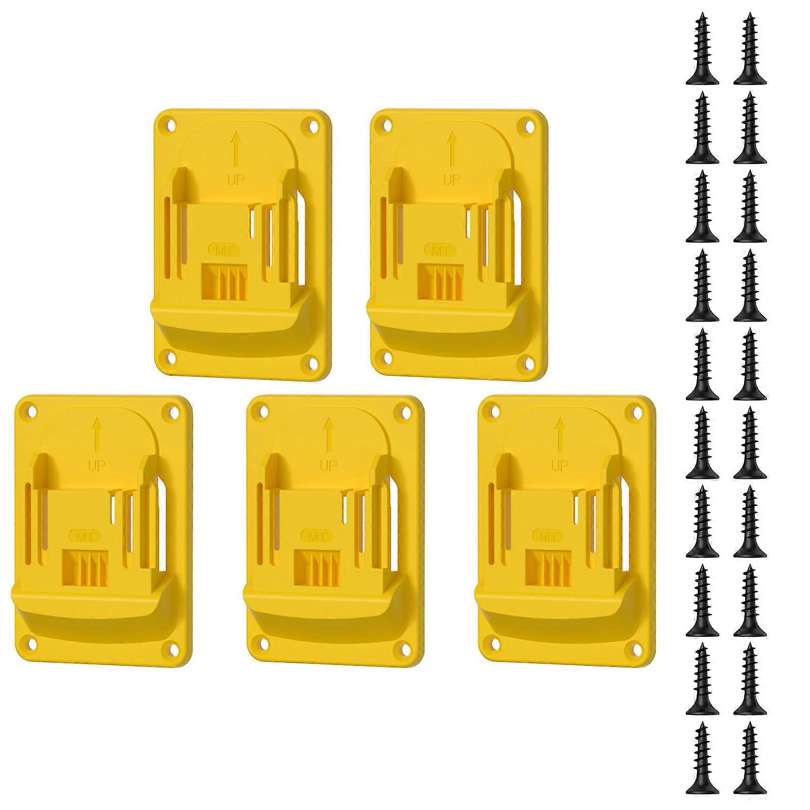 Delicate Drill Storage Wall Organizers 5 Piece Set Practical ABS Brackets For 18V Power Tool Space Optimization Design Yellow