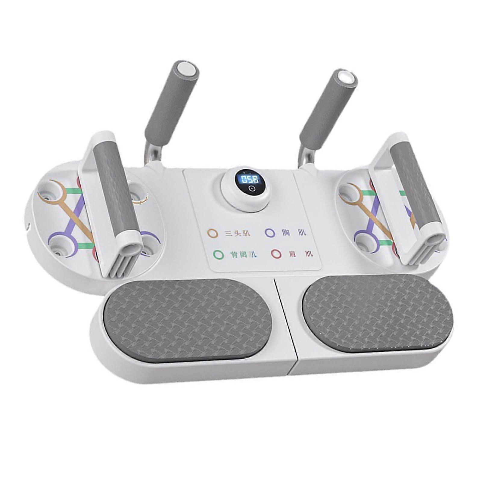 Push Up Board with Timing Function - Portable Adjustable Width Bodybuilding Equipment for Office Use, White Color