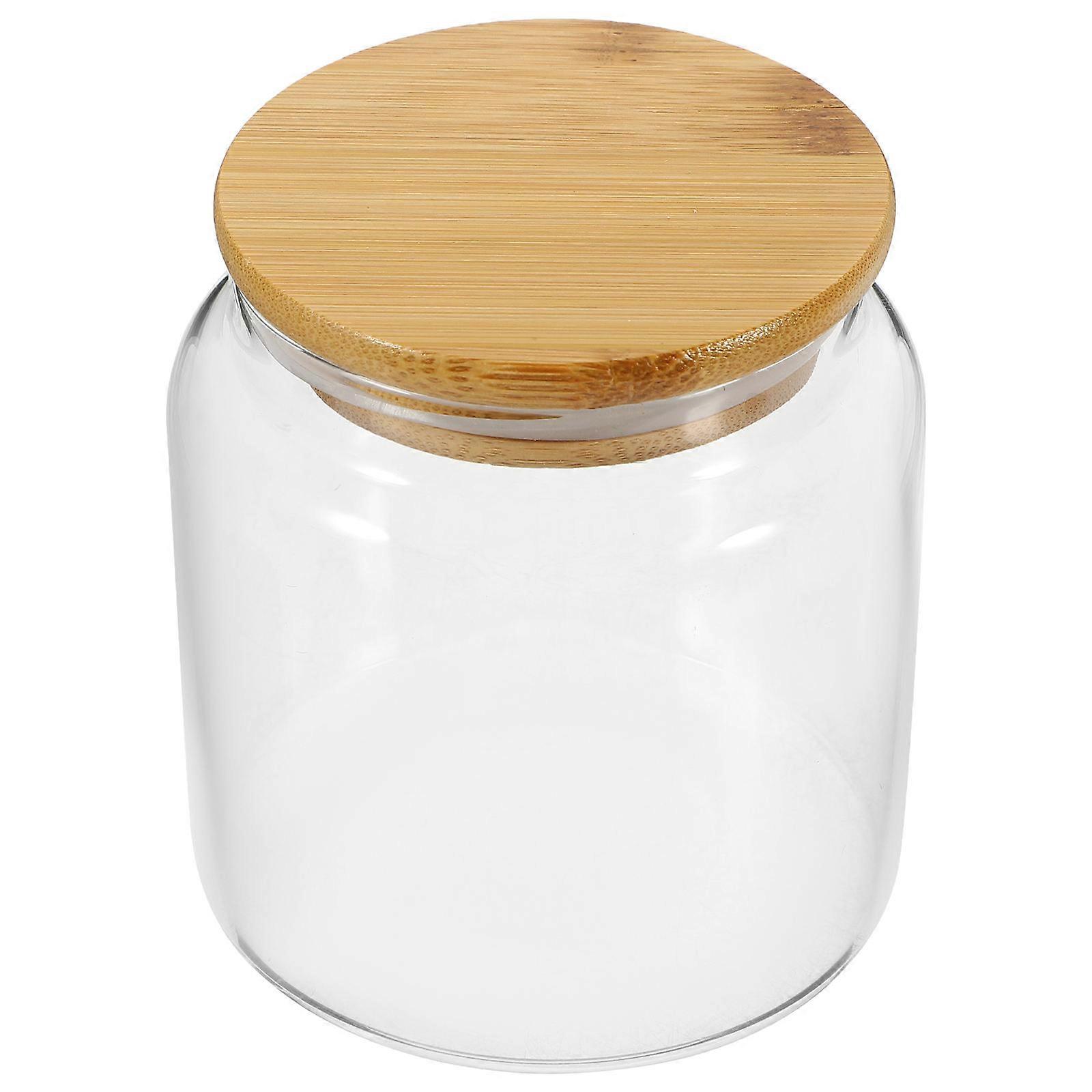 Glass Food Storage Jars with Bamboo Lids for Kitchen Use Transparent and 7.87 Inches