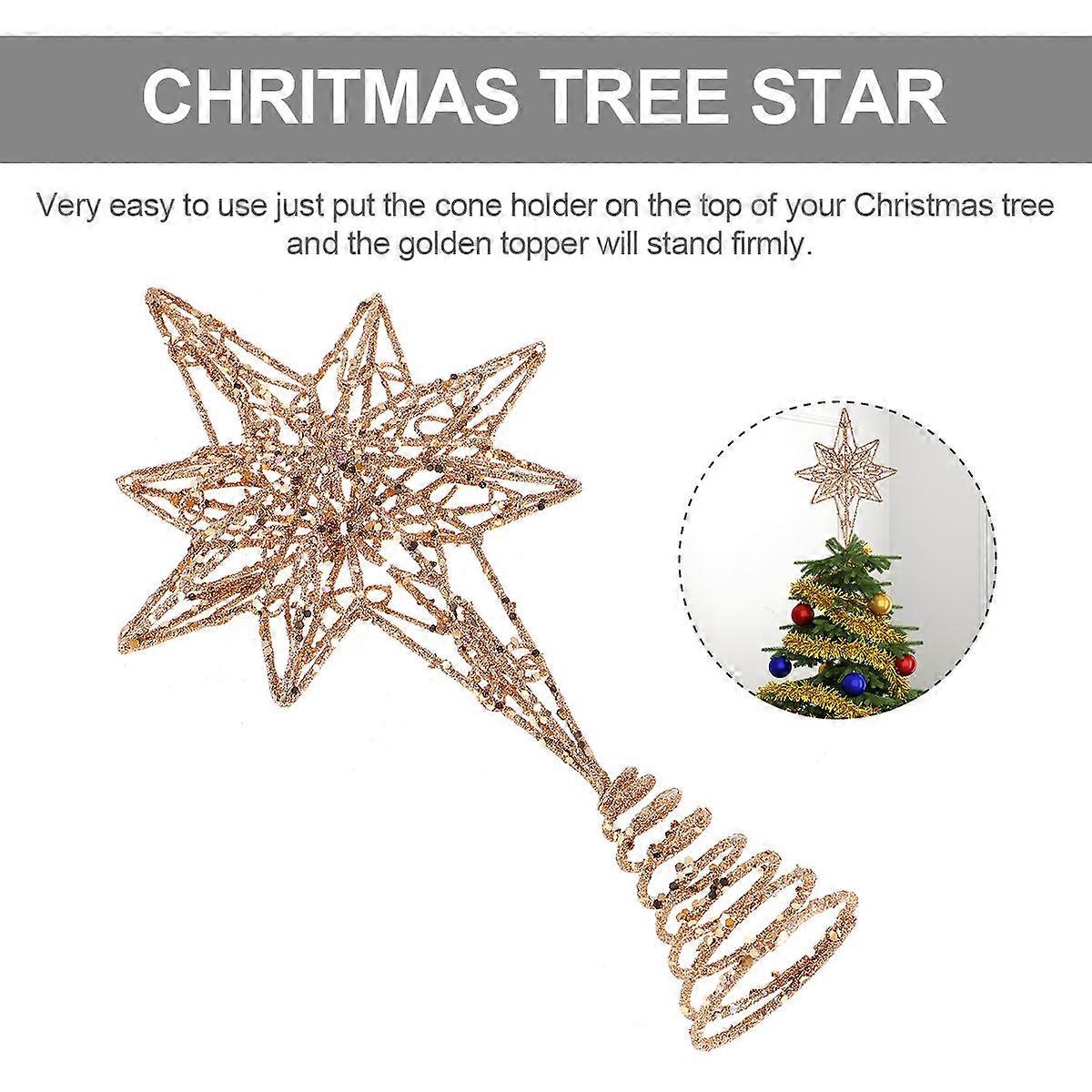 Small Tree Star Topper Unlit Tree Decoration Elegant Style For Christmas Festive Occasions 20x35cm 1PC