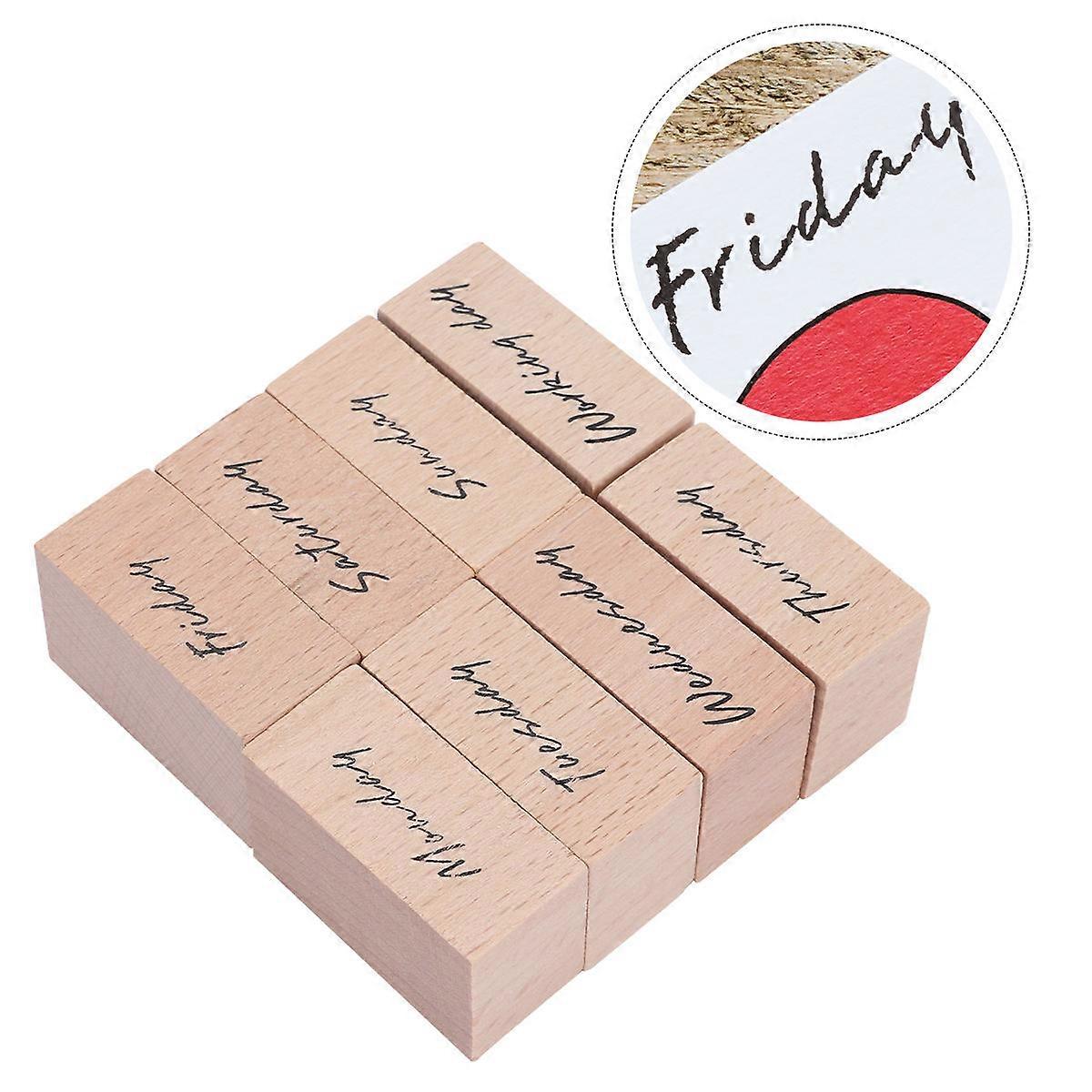 スクラップブッキング用ウィークスタンプクリエイティブ英語レタースタンプ木製グリーティングカードパーソナライゼーション8 * 7 * 3cm 1個