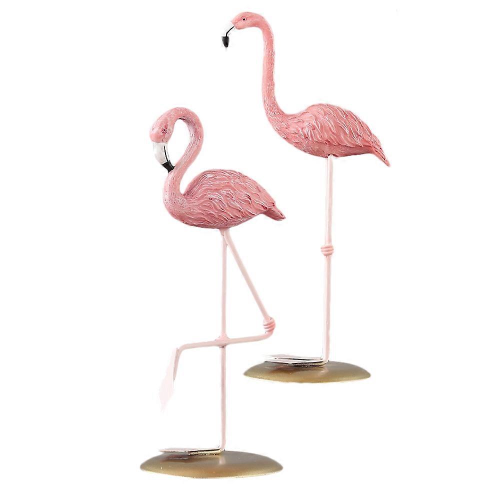 Mini Resin Figures Flamingo Shape Art Atmosphere Creation 2Pcs