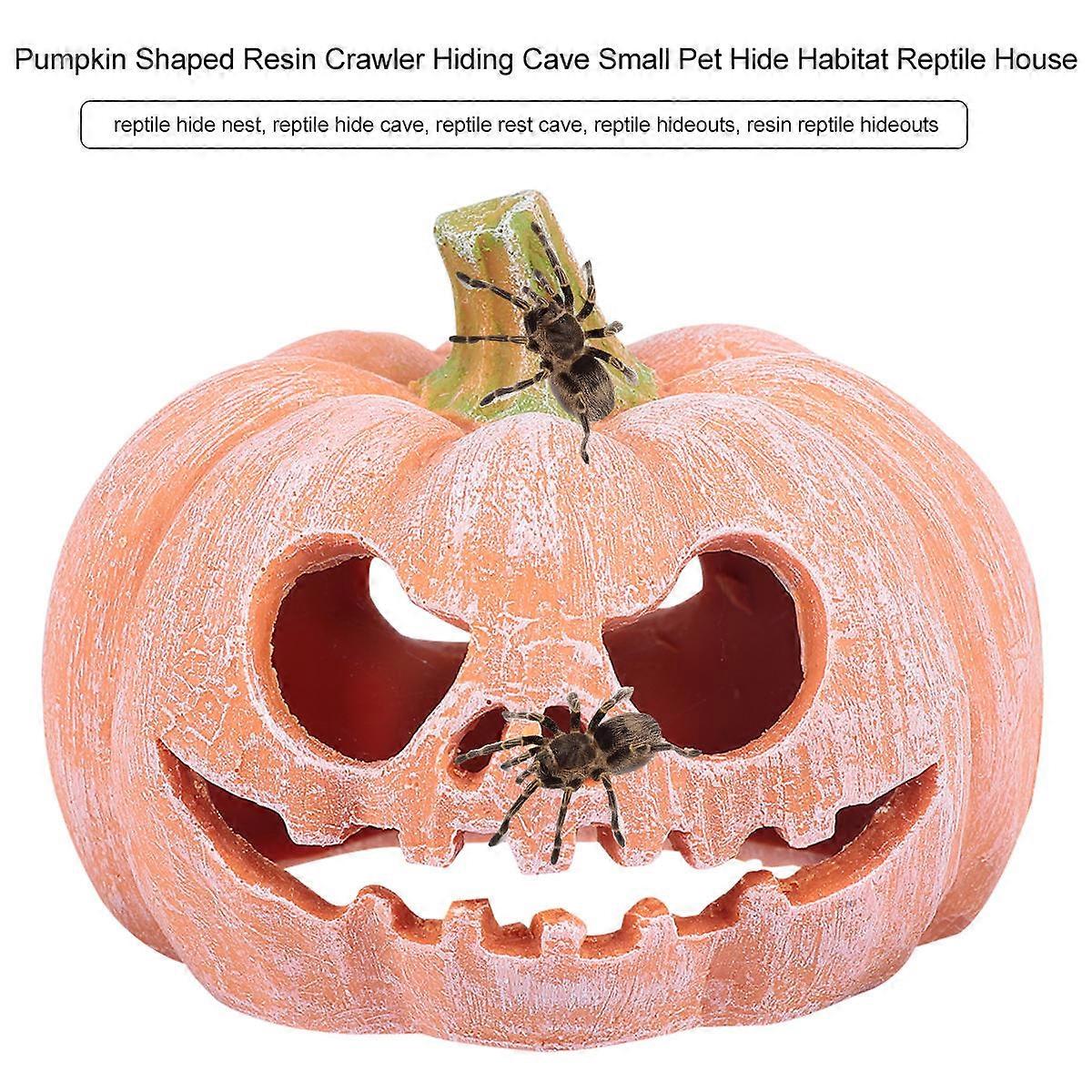 Pumpkin Shaped Resin Crawler Hideout Small Pet Habitat Reptile Home