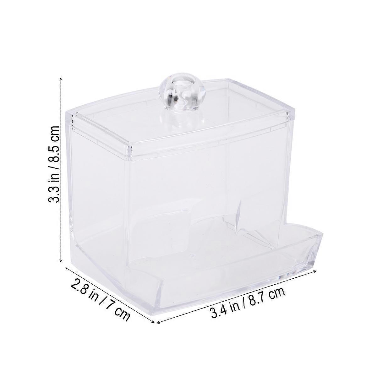 Transparent Cotton Ball Swab Holder Desk Organization Cosmetics Storage Box Acrylic 9x6x7.5cm Square 1Set
