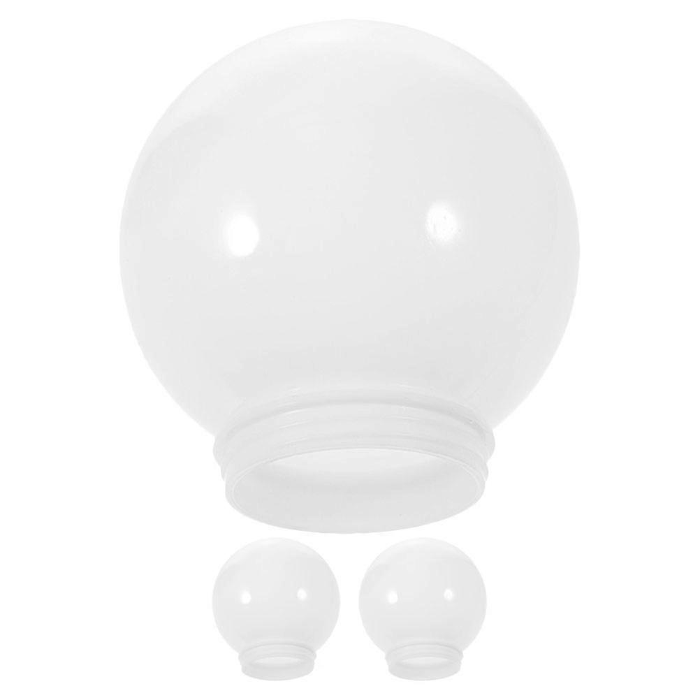 White Acrylic Globe Lampshade for Outdoor Use Simple Ball Design Fits Post Lights 3 Pieces