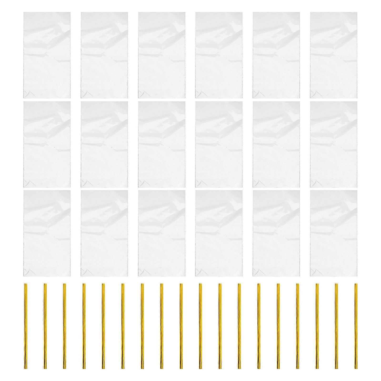 Transparent Plastic Dessert Bags for Packing Use with Sturdy Structure and Tie Wires 80 Pieces