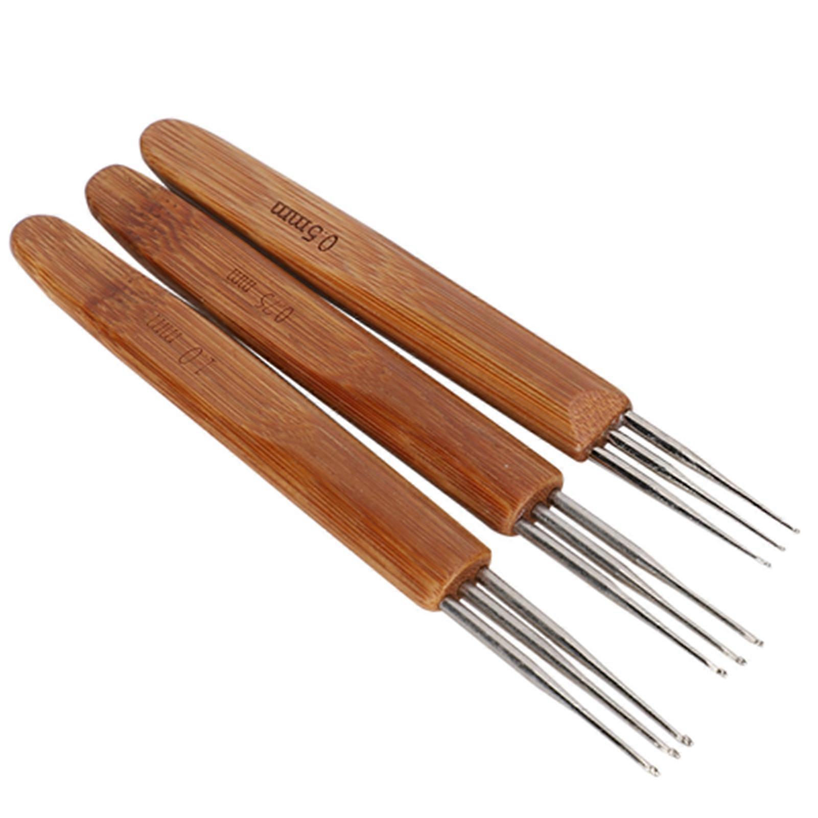 9Pcs Dreadlock Crochet Hook Set Single Double 3 Bamboo Handle Braid Hair Weaving Tool