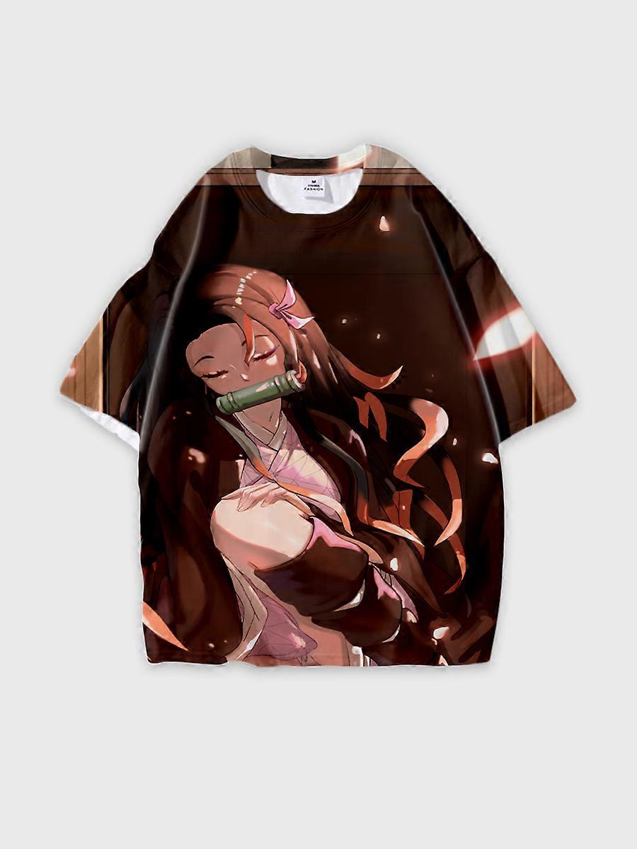 T-shirt round neck Character Pattern loose short sleeve P3391