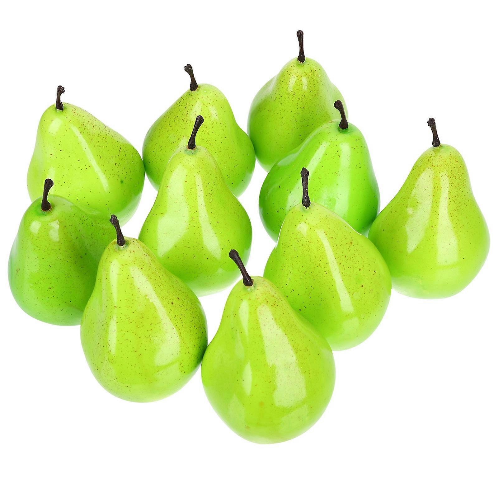 Green Artificial Pears for Home Decoration with Lifelike Appearance and Craftsmanship 10pcs