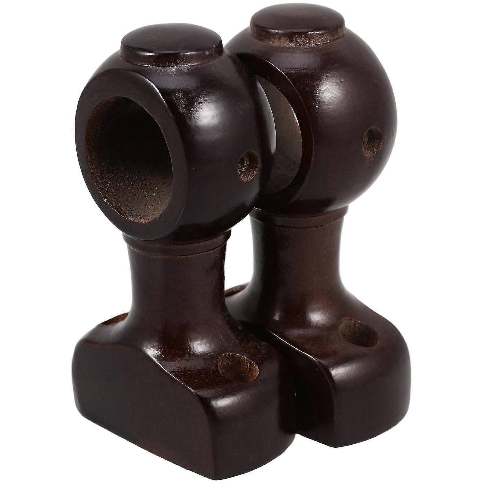 Masteelf 2pcs Curtain Rod Wall Bracket Wooden Holder Ceiling Mounted Heavy Duty Brackets for Living Room Bedroom Pole