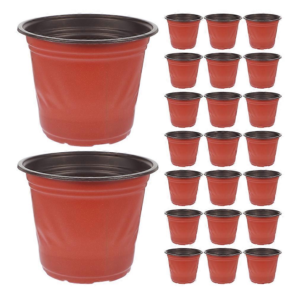 50Pcs Breathable Plastic Plant Pots with Drainage Holes for Home Use Dark Red PP Material