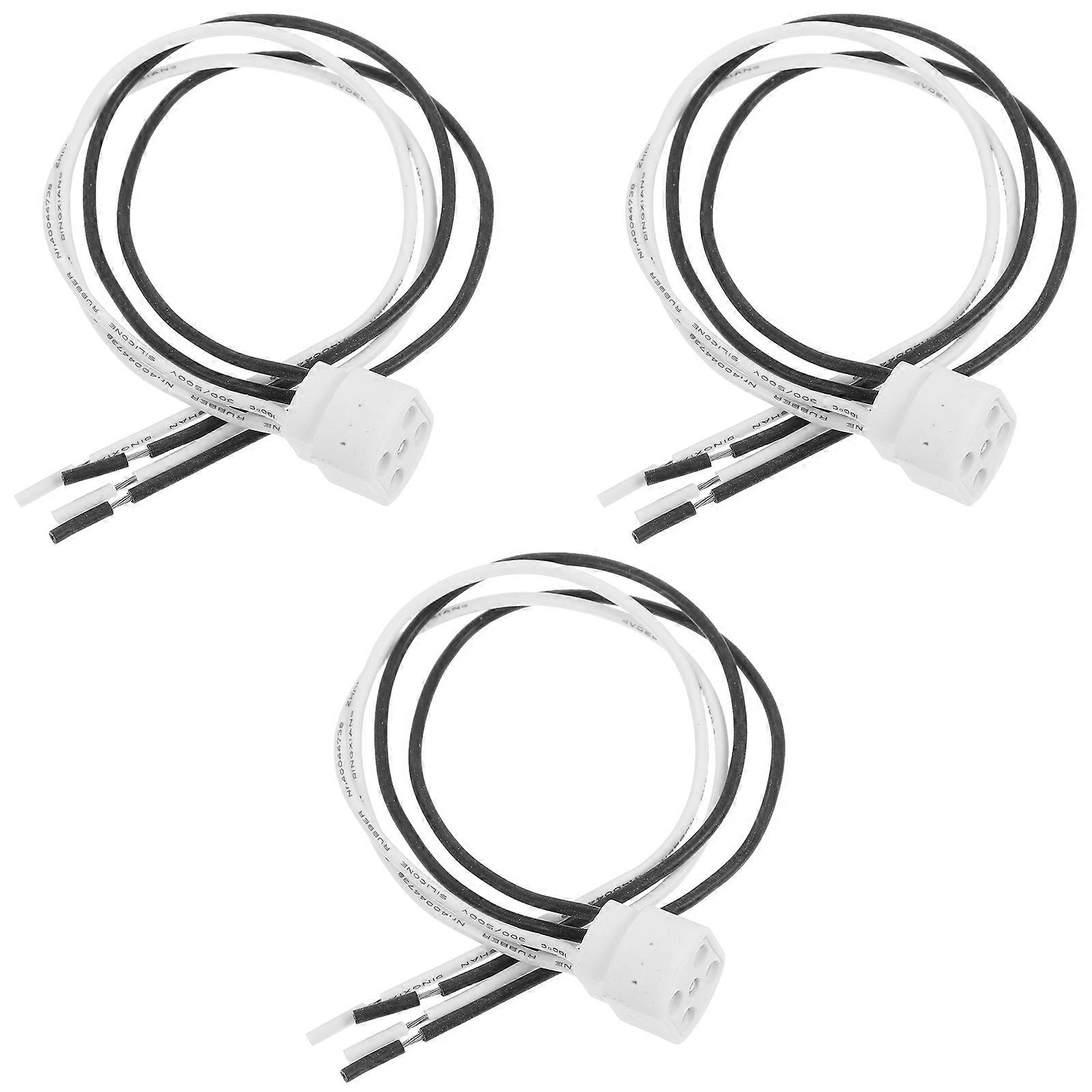 Socket Base Ceramic Heat Lamp Holder for UV Bulbs Lamps 4-Pin Style High Temperature Resistance 25.00X1.70X1.60CM 3Pcs