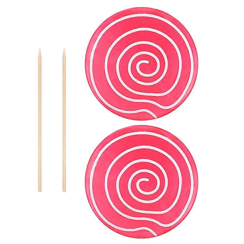 Pink Simulation Lollipop Decoration for Photo Props and Scene Adornments Made of Synthetic Material 2 Pieces