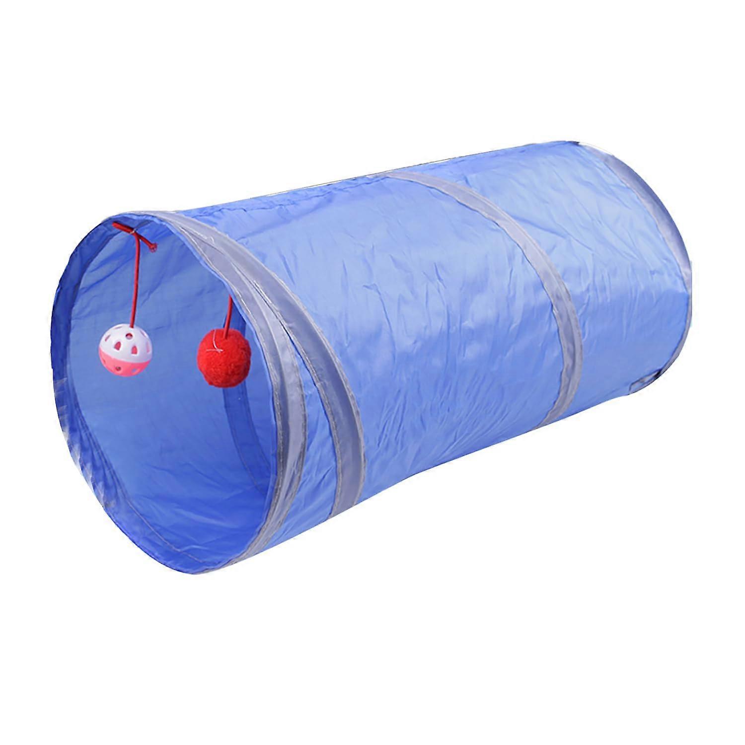 Foldable cat tunnel, interactive play toy with jingle bell ball for hiding, hunting, and resting, ideal for multiple cats and independent play.