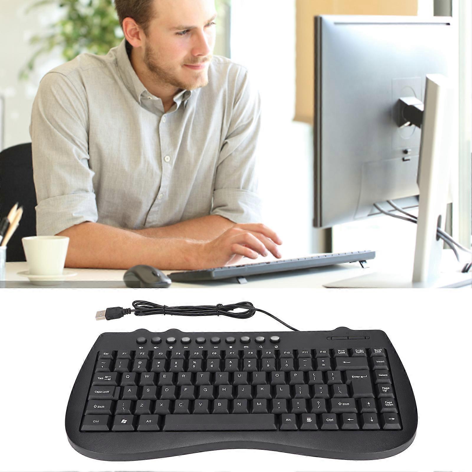 Keyboard 95 Key Wired Mini USB Interface Desktop Computer Mute Ultra Thin Keyboard Multimedia Small Language Keyboard