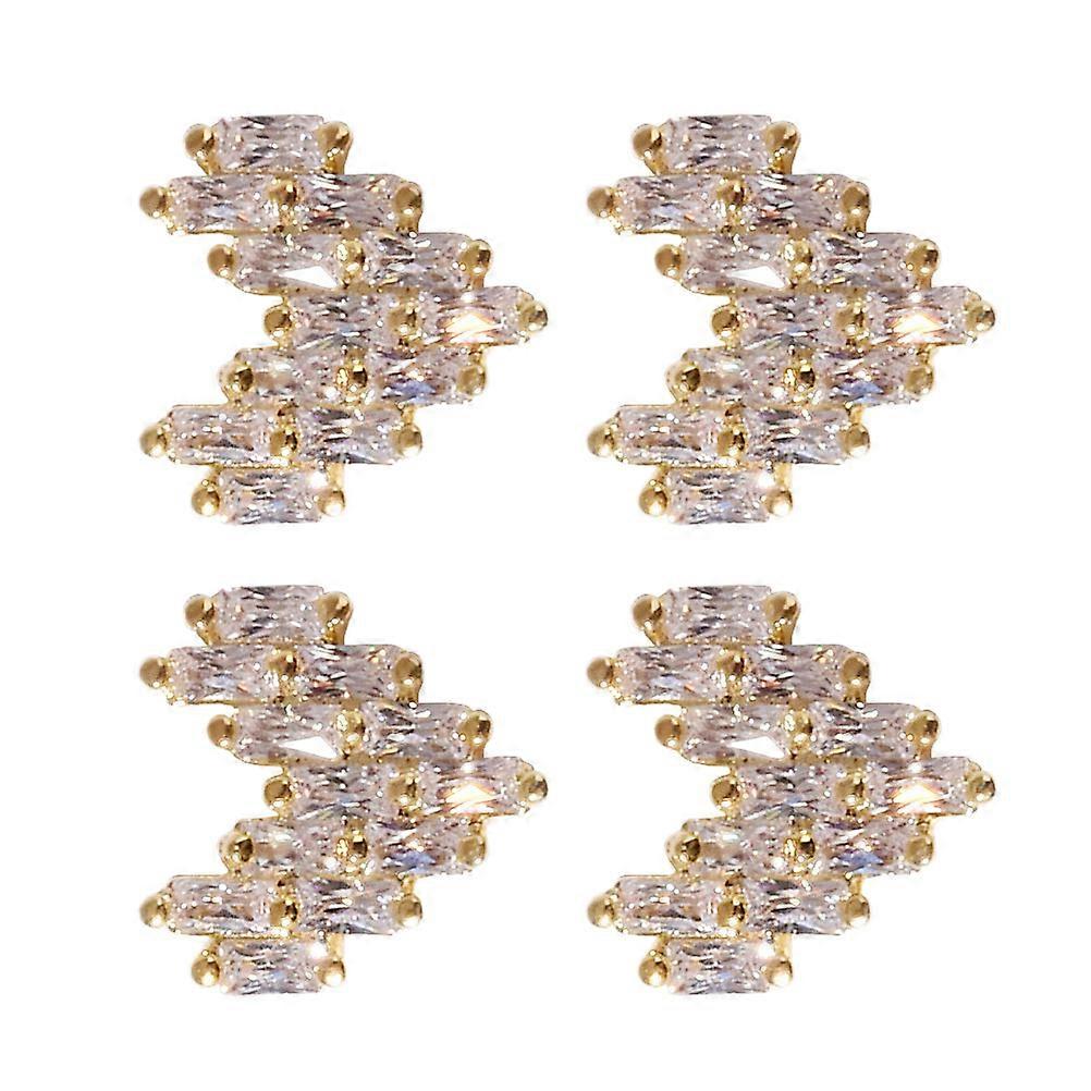 Golden Heart Shape Nail Art Accessory for Manicure Decoration Made of Synthetic Material 4 Pieces