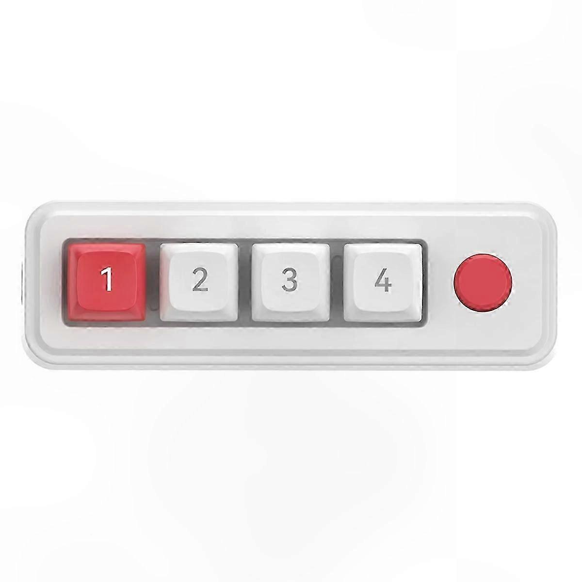 Customizable Mechanical Keypad with Macro Programming, 4 Keys and 1 Knob, White