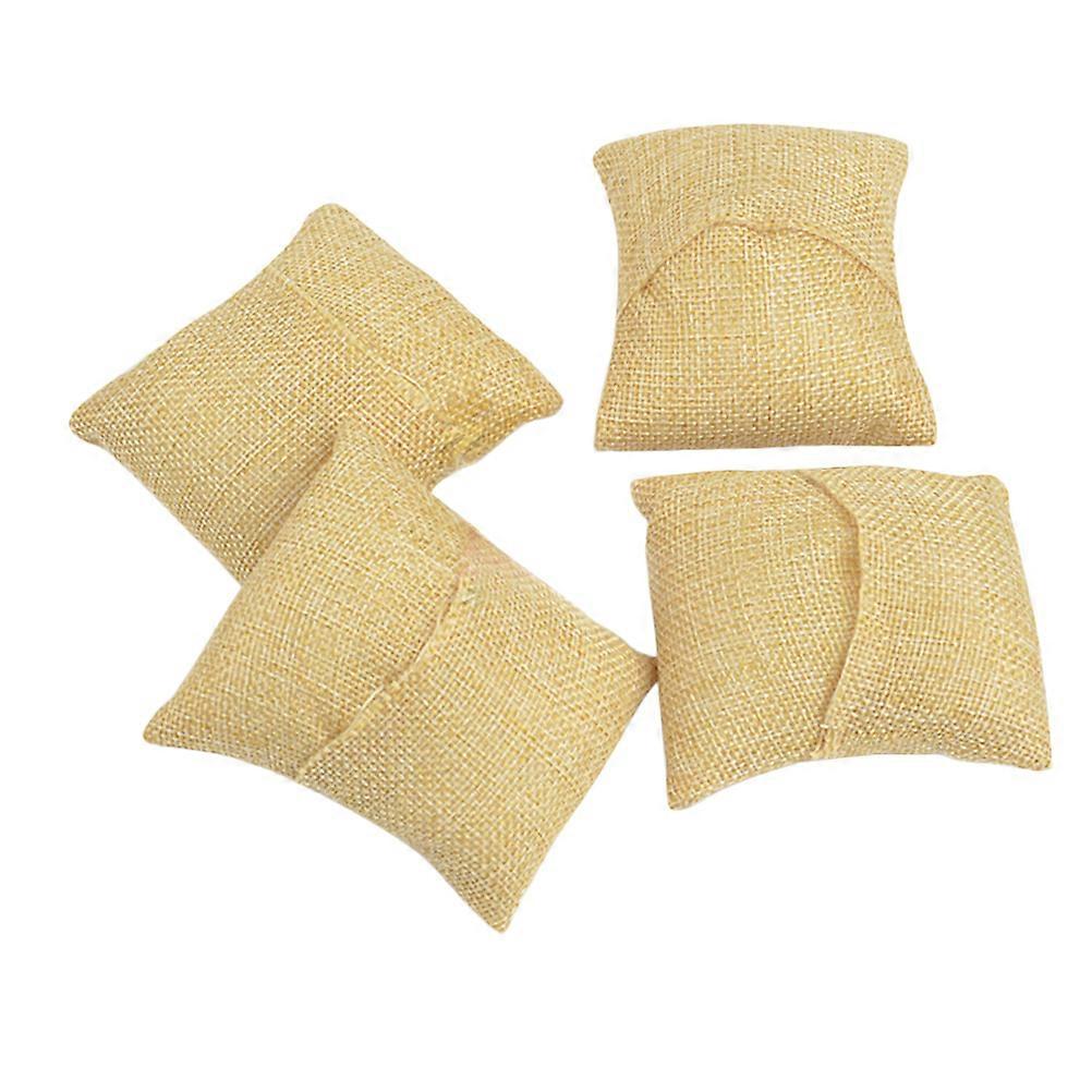 6 Pieces Small Velvet Light Yellow Jewelry Display Pillow for Bracelet Watch Organizer Stable and