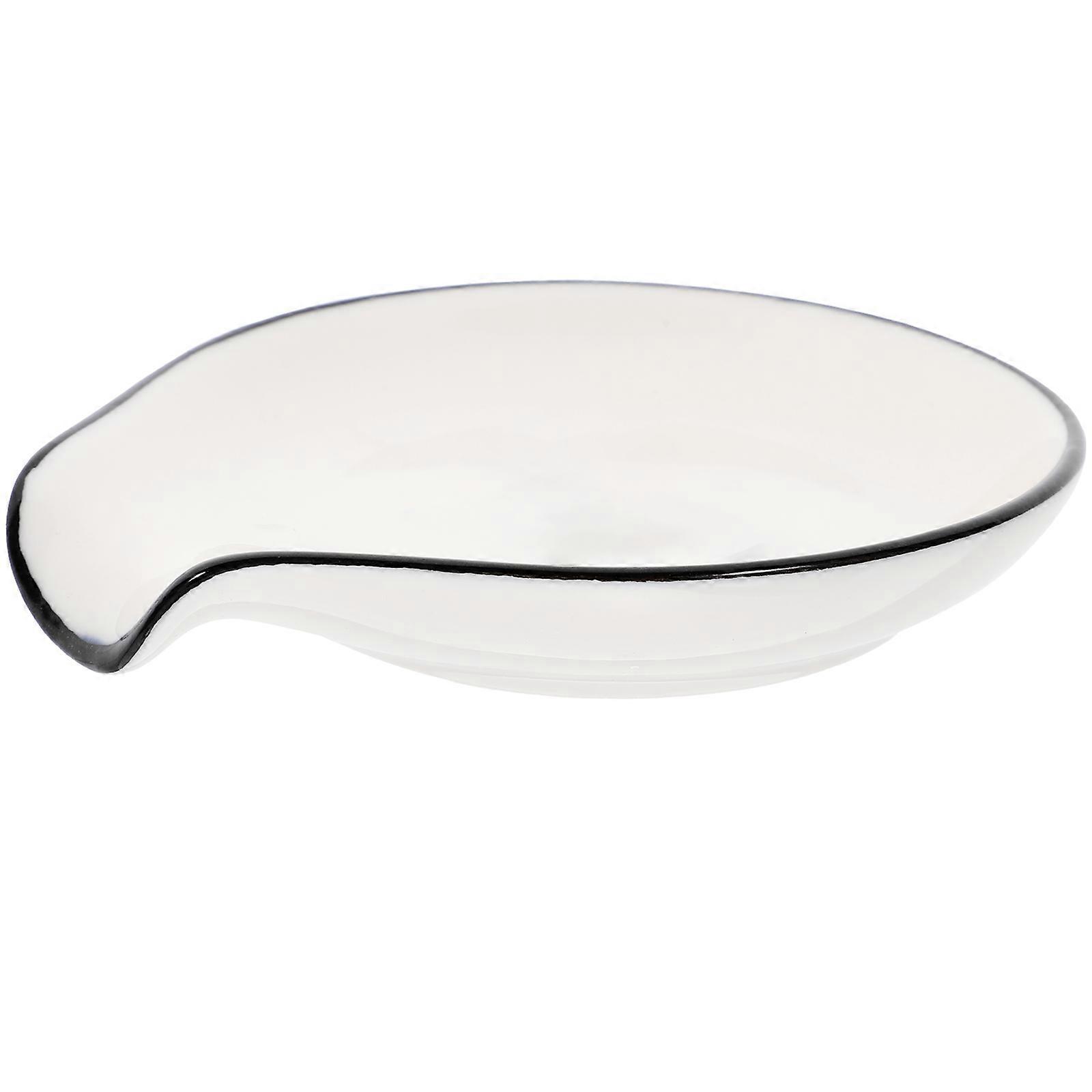 Ceramic Spoon Rest with Deep Edges for Kitchen Countertop, Stain Drip Prevention, Simple Design, Fits Cooking Scoop Holder Rim