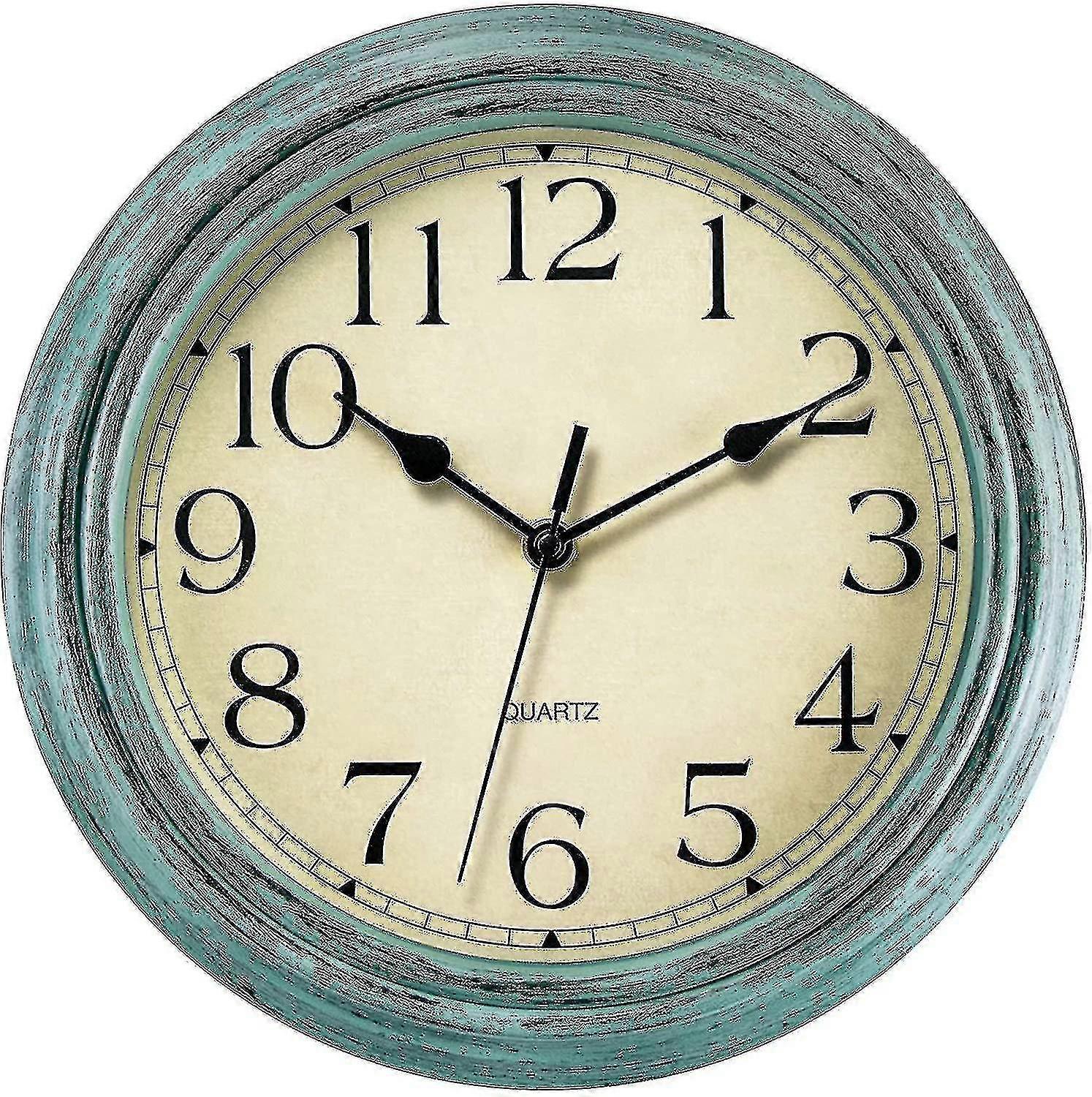 Quartz wall clock, 12 inches, silent, vintage and easy to read, suitable for multiple places