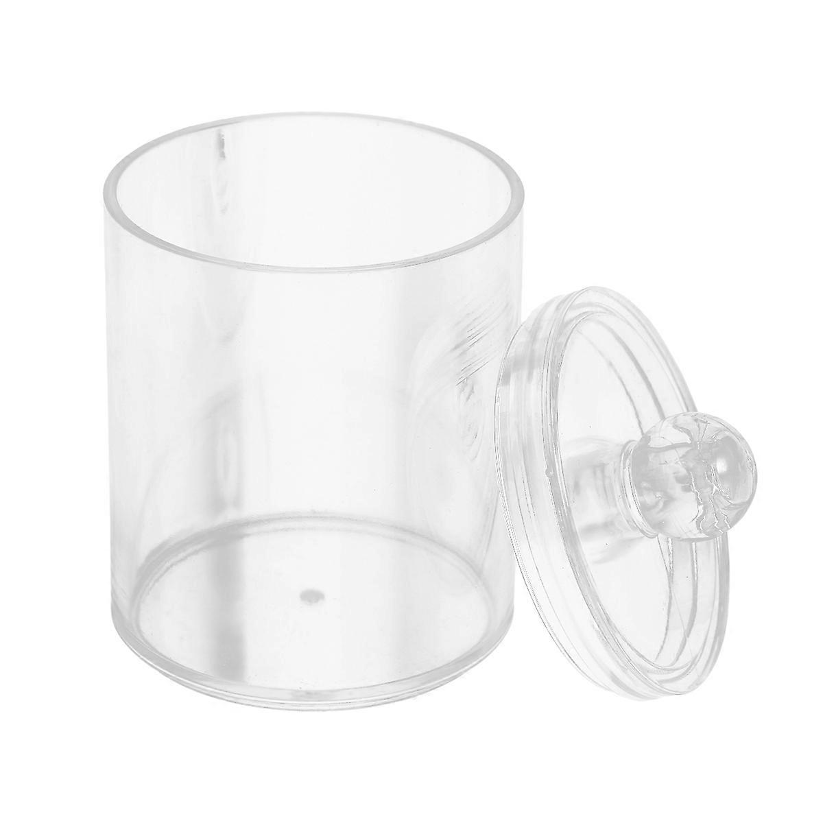 Round Canister Clear Storage Container Ideal For Desk Organizer In Home Use 1Pcs